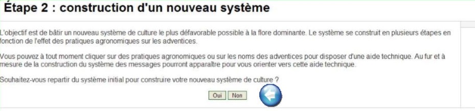 Possibilité de choisir de repartir du système initial